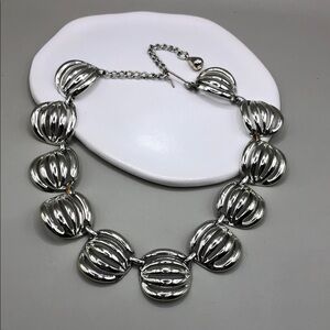 Vintage 70's Chunky Caged Metal Links Collar Choker Necklace Statement Style.
